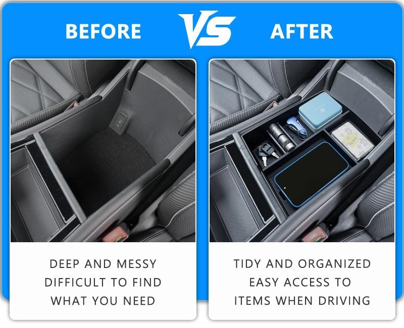 25 New Console Organizer Compatible with 2024 2025 VW Atlas/Atlas Cross Sport Accessories, Armrest Box Storage Console Tray with Coin Holder Insert Interior Accessories